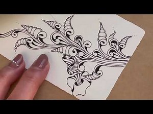“Mrth” on the white Phi tile Zentangle ゼンタングル