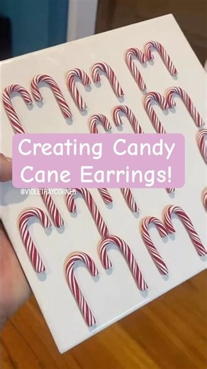 Snippets of creating candy cane earrings from polymer clay! #claycrafts #clayprojects
