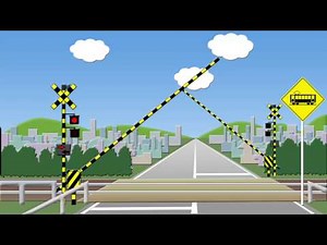 踏切と踏切注意の標識 Railroad crossing warning | 踏切子供向けアニメ