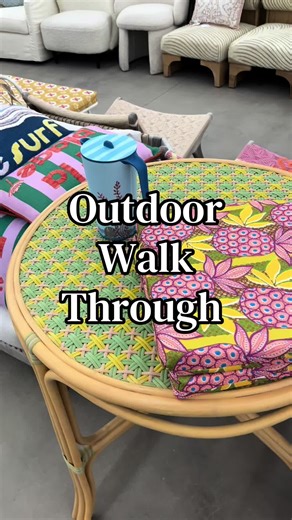 Outdoor Walk Through Walk through our current inventory with us! Includes: Outdoor Furniture, Outdoor Decor, Planters, Garden and Utilities