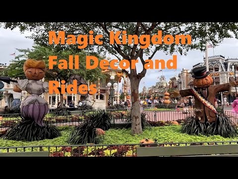 Magic Kingdom Riding Rides and Halloween Decorations