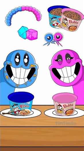 PINK vs BLUE Hungry Worms MUKBANG (ROBLOX Slap Tower)