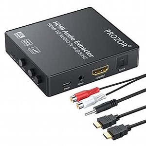 PROZOR HDMI Audio Extractor Switch with Volume Control HDMI to Optical Spdif Toslink + R/L(RCA) + 3.5mm Stereo Audio Support 4K 3D 1080P