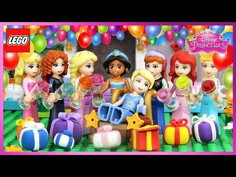 ♥ LEGO Disney Princess BIRTHDAY CELEBRATION Stop Motion Animation Cartoons for Kids