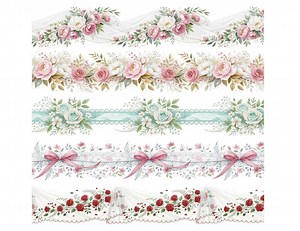 15 Seamless Wedding Floral Borders PNG | Watercolor Endless Flower Pattern | Wedding Clipart for Cards, Posters & Design,seamless Clipart - Etsy