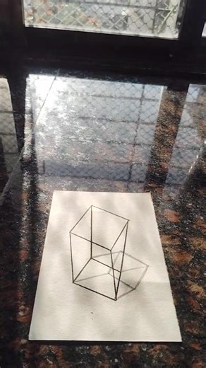 How to Draw a 3D "CUBE" in simple tutorial..#drawingtutorial #paperart #easy3d #drawing #shorts