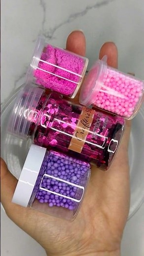 ASMR, Slime, No talking. Making slime from clay, foam beads and glitter in a bowl. #shorts