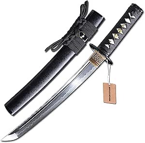 MURASAME Tanto Sword Short Katana Clay Tempered T10 Steel Real Hamon Very Sharp Full Tang Handmade