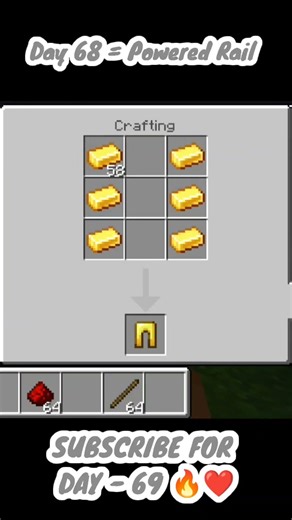 Minecraft Crafting | Day 68 = Powered Rail #minecraft #mcpe #shorts