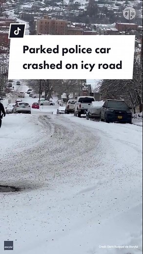 YIKES. A parked police car slid down an icy road and crashed into multiple parked vehicles in Pendleton, Oregon, on Monday. There were no reported injuries. #winter #ice #snow #oregon #orwx #icy #roads #cars #NWS #extremeweather #knowbefore #weatherbug #weather #wx #mothernature #mysteriousnature #forceofnature #fy #fyp