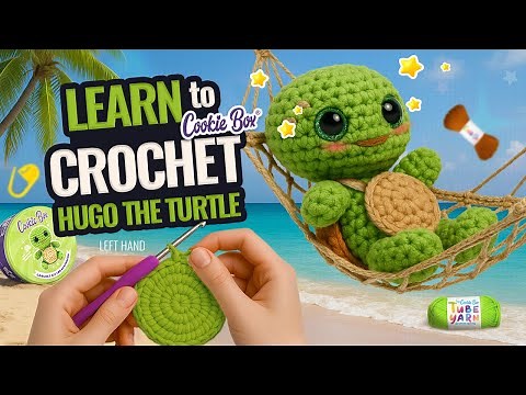 HOW TO CROCHET 🧶 for Beginners (Left-Handed) – Hugo the Turtle Easy Amigurumi | Cookie Box TUTORIAL