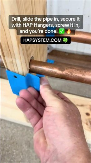 Drill, slide the pipe in, secure it with HAP Hangers, screw it in, and you’re done #HoldAndProtect
