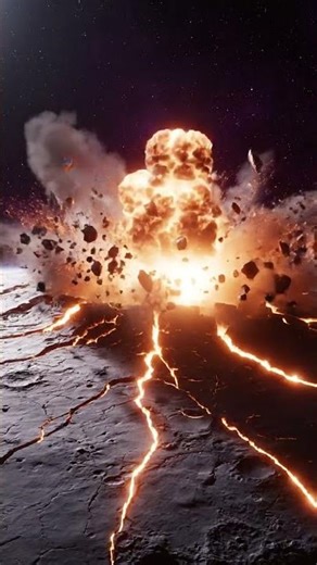 asmr steel beam destroys rocky exoplanet 🔩🌑💥 #asmr #space #realistic #impact #shorts