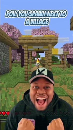 When you spawn next to a village in Minecraft #trending #minecraft