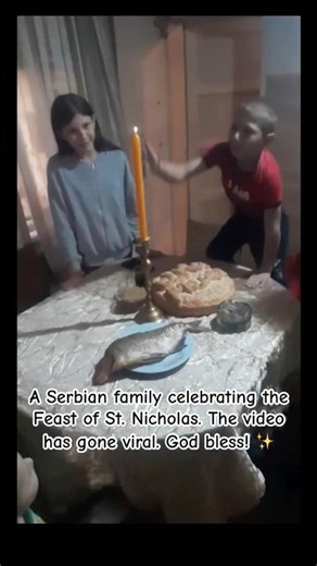 A Serbian family celebrating the Feast of St. Nicholas. The video has gone viral. God bless #holiday