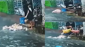 Lady Resident Throwing Garbage In Floodwaters Earns Criticism Online