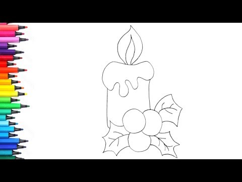 How To Draw Candle 🕯| Christmas Drawing, Painting & Colouring for Kids and Toddlers_ Kids Art