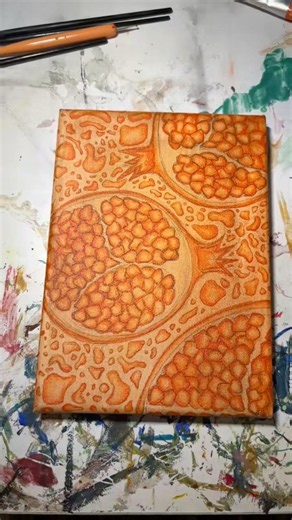 Acrylic underpainting on canvas (pomegranates)