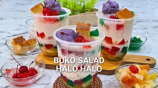 Craving a refreshing and vibrant Filipino dessert? Look no further than Buko Salad Halo Halo! This layered beauty is a delightful mixture of textures and flavors. Imagine soft nata de coco, creamy leche flan, and fruit cocktail all nestled together in a bed of sweet young coconut. Every spoonful is a tropical paradise! And the best part? It's surprisingly easy to make at home. So grab your ingredients and get ready to whip up this crowd-pleasing Buko Salad Halo Halo recipe. ~ INGREDIENTS: ~ 3 cu