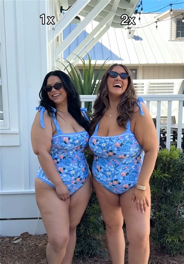 Two sizes, one perfect swimsuit! 👙💖 And it’s reversible! ✨🌴 Building Sandcastles Swimsuit, Blue #shopchicsoul #chicsoul #plussize #plussizefashion #plussizestyle