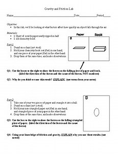 Gravity and Friction (Air Resistance) Lab