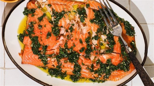 Hot Smoked Salmon With Salsa Verde
