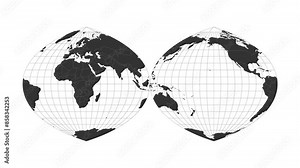 World map. Quartic authalic projection interrupted into two hemispheres. Animated projection. Loopable video. Stock Video