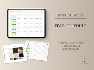 Interior Design FF&E Schedule Templates | Concept and Finish Schedules for CANVA - Etsy