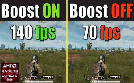 AMD Adrenalin 2020 驱动 - Radeon Boost 加速技术 开启与关闭 时的游戏表现
