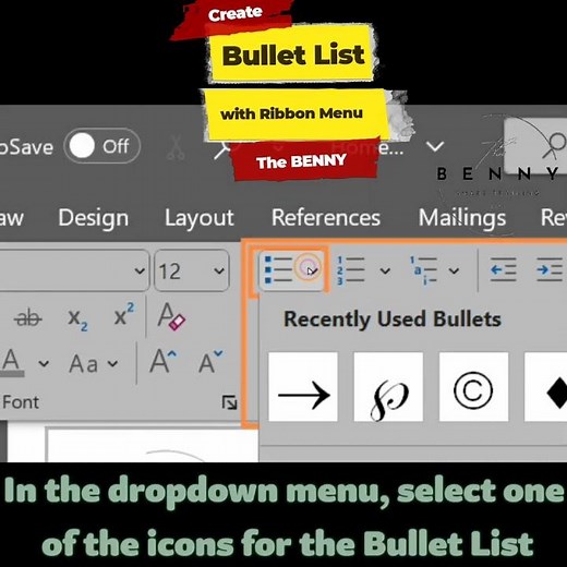 How to create Bullet List with Ribbon Menu in MS Word