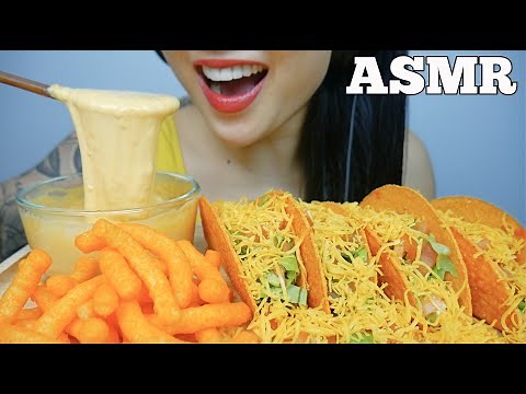 ASMR CHEESY TACOS WITH CHEESE SAUCE + CHEESE PUFFS (EATING SOUNDS) NO TALKING | SAS-ASMR