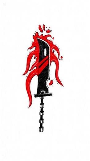 🔪 Red Flame Knife Drawing Using Gel Pen | #shorts