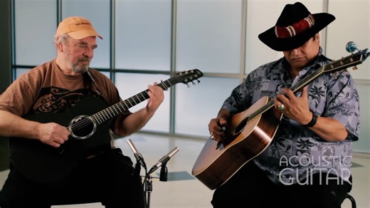 Ledward Kaʻapana — “Kolomona Slack Key” (Acoustic Guitar Sessions) 🎸✨ Slack-key master Ledward Kaʻapana drops into the Acoustic Guitar studio and teams up with Northern California guitarist Fran Guidry for a duet on his original “Kolomona Slack Key.” After a few ʻukulele tunes for our Ukulele magazine, Led reaches for a Collings D41, re-tunes to open G (D G D G B D), and lets the melody glide over a rock-steady alternating bass while Fran answers with tasteful counterlines. It’s a front-row lis