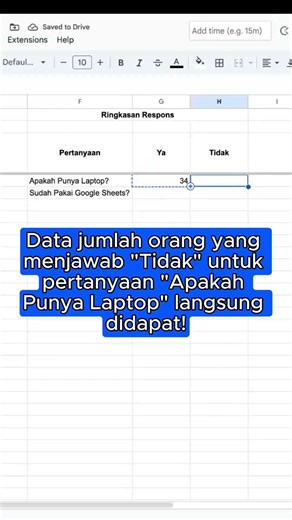 Cara Rangkum Jawaban Google Form Otomatis di Google Sheets pakai COUNTIF