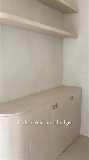 I turned 3 basic ENHET units into a custom built-in cabinet — with full-height doors, floating shelves, curved corners and a warm beton ciré finish ‍ #ikeahack #diyikea #customcabinet #homeprojectb #beforeandafter #interiorhack #ikeadiy #diytutorial #decorhome #interiordesign | Artisanal Home Design | Facebook