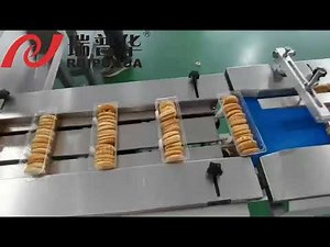 Biscuit counting and packaging solution with tray loading unit. Biscuit packaging system, biscuit