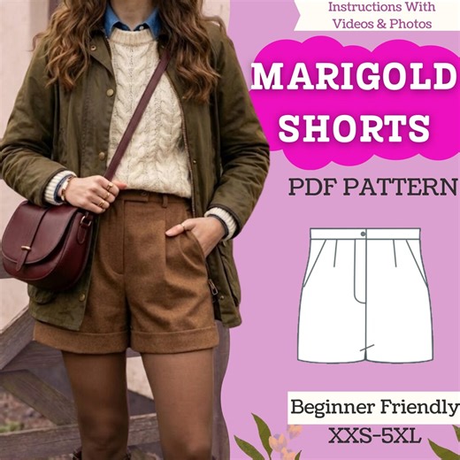 Shorts Sewing Pattern: Women’s Tapered Short Shorts With Pockets & Fly Zipper (PDF Download, XXS-5XL) - Etsy