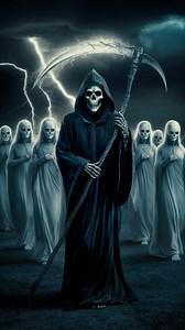 Embrace the mystery of life and death with the Grim Reaper, the timeless figure who escorts souls to the afterlife. Cloaked in shadow, with a scythe in hand, he reminds us all that death is not an enemy, but a guide to the next chapter of existence. 🌑🔮 #GrimReaper #MysteryOfDeath #CycleOfLife #mythology | Myths & Legends
