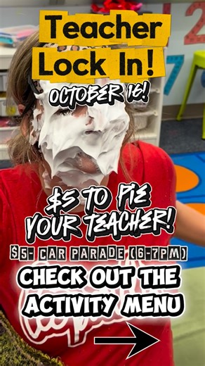 Ms. Potts K-5 Art Teacher 🎨 on Instagram: "We’ve got some wild 🐆 activities planned for our Teacher Lock-In THIS THURSDAY October 16th!👇 👩‍🏫 Teacher Activities: Scooter races, karaoke, pie in the face, crazy makeovers, scavenger hunts, talent show, bedtime stories & more! 👨‍👩‍👧 Family Fun: Car parade, send a stuffy, picnic dinner, or even wake up your teacher in the morning! 😆 💛 Let’s see how far we can go for our little school… can we hit $35,000 by Thursday?! All donations support es