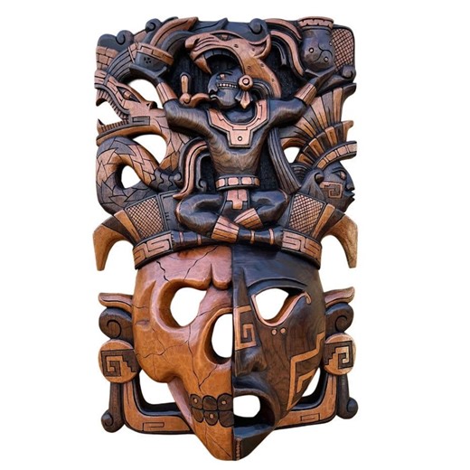 Mayan Wooden Mask, Mexican Art, Mayan and Aztec Culture, Handmade, 3D Carving - Etsy