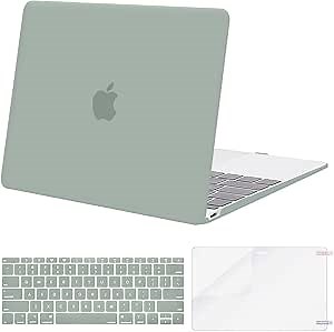 MOSISO Plastic Hard Shell Case & Keyboard Cover Skin & Screen Protector Compatible with MacBook 12 inch with Retina Display (Model A1534, Release 2017 2016 2015), Antique Green