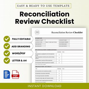 Reconciliation Review Checklist Template – Word & PDF, A4   US Letter - Etsy Australia