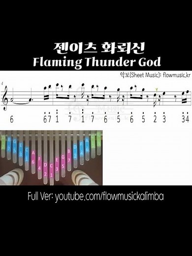 Demon Slayer Infinity Castle - Flaming Thunder God Zenitsu Theme Kalimba Sheets
