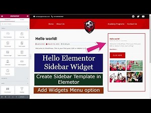 Hello Elementor Sidebar Widget | Sidebar Template Tutorial | Add Widgets Menu option