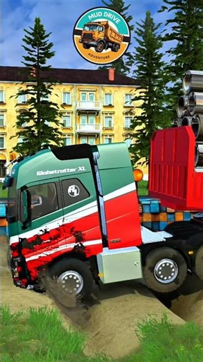 TOO HEAVY?! Long Flatbed Truck Pulls Overloaded Log Truck Over Bumpy Road!