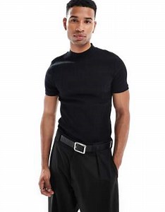 ASOS DESIGN muscle fit rib t-shirt in black | ASOS