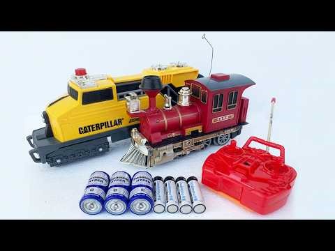 Realistic Steam Train RC 🚂 and Caterpillar Train Toy ASMR Unboxing