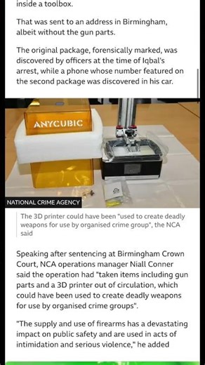 Man jailed after using 3D printer to make gun parts in Birmingham