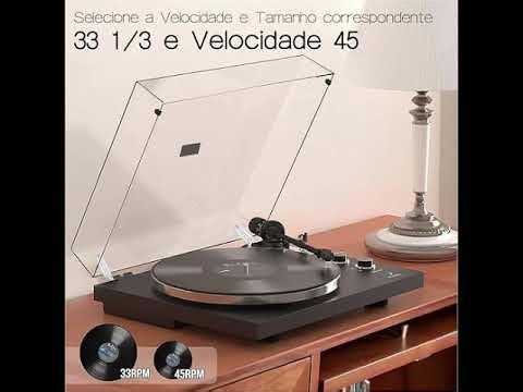 Toca-Discos VEDO Profissional com Bluetooth Bidirecional para Vinis 7/10/12 Polegadas, (33/45 RPM)