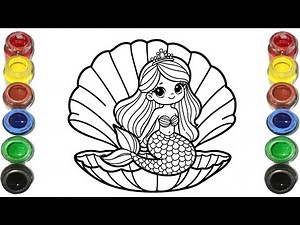 Beautiful Mermaid Drawing for kids, Painting & Coloring for kids, Toddlers | Let's Draw Together